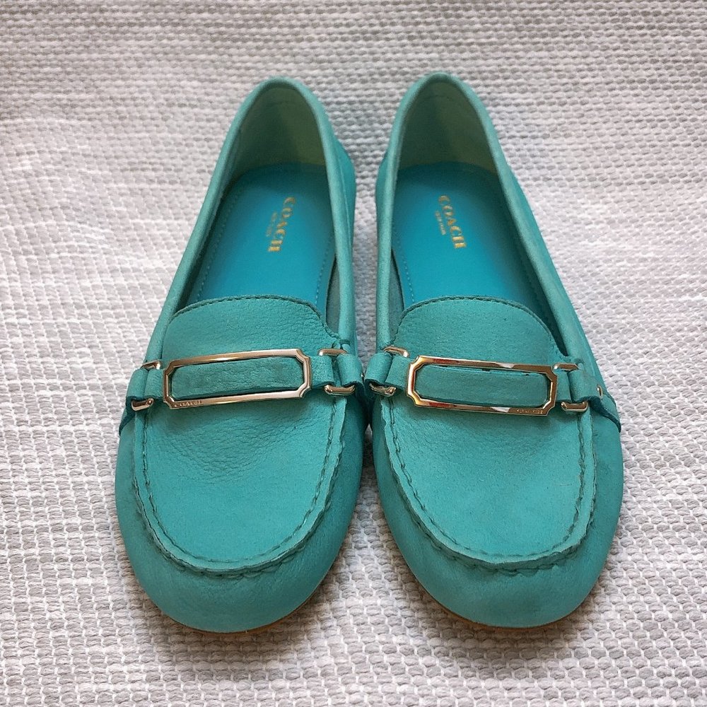 Coach Suede Loafer Flats Teal Green Size 7